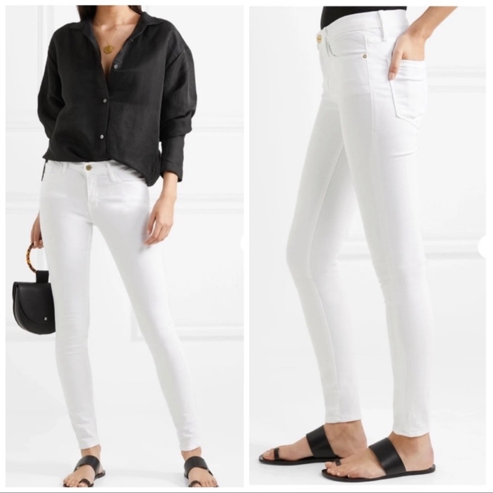 Frame Le Skinny De Jeanne in Blanc White Size 25 Mid Rise Jeans